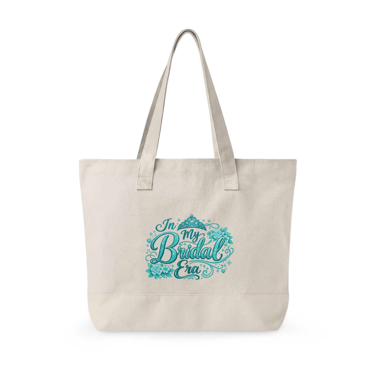 In My Bridal Era Zippered Canvas Tote - Teal
