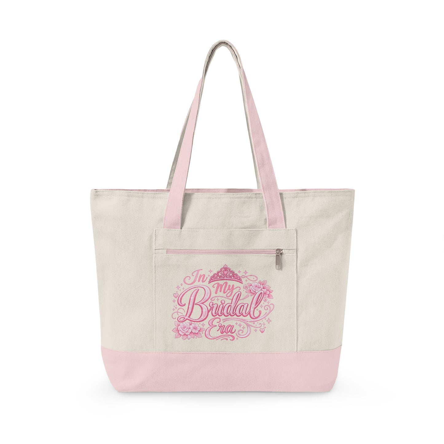 In My Bridal Era Zippered Canvas Tote - Pink