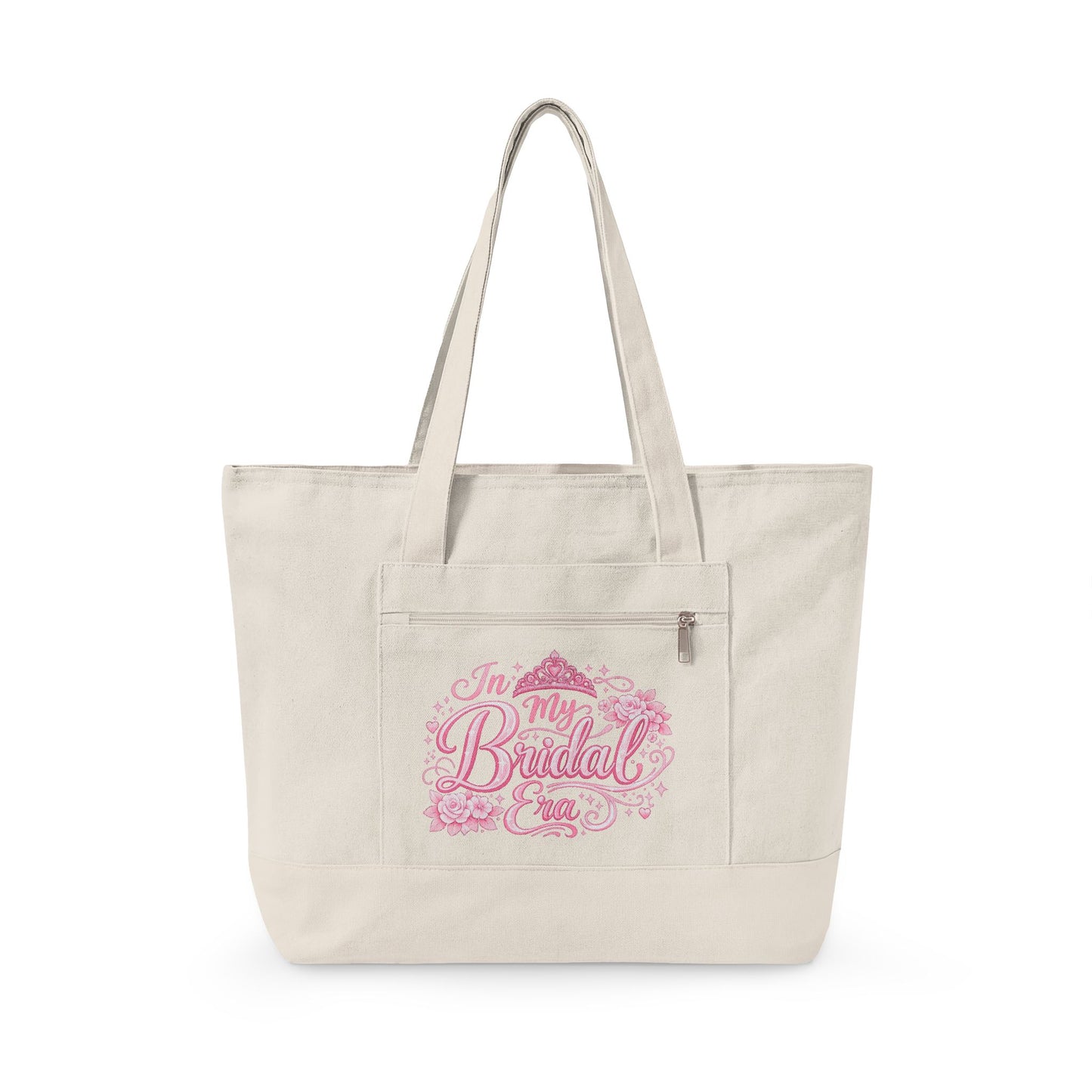 In My Bridal Era Zippered Canvas Tote - Pink