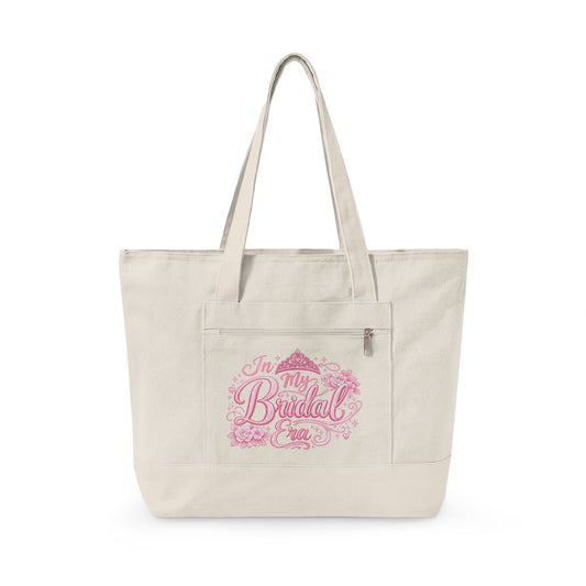 In My Bridal Era Zippered Canvas Tote - Pink
